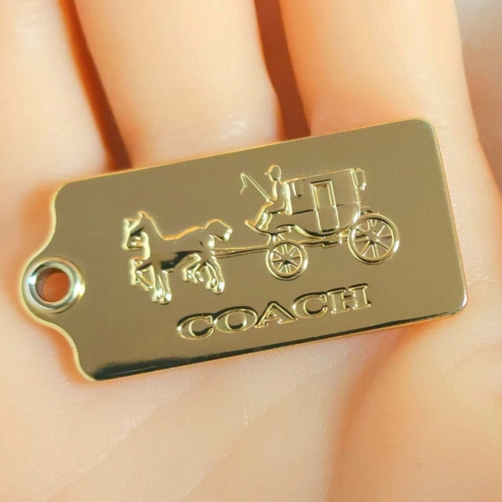 COACH New Gold Polished Metal Horse Carriage Hangtag Tag Fob